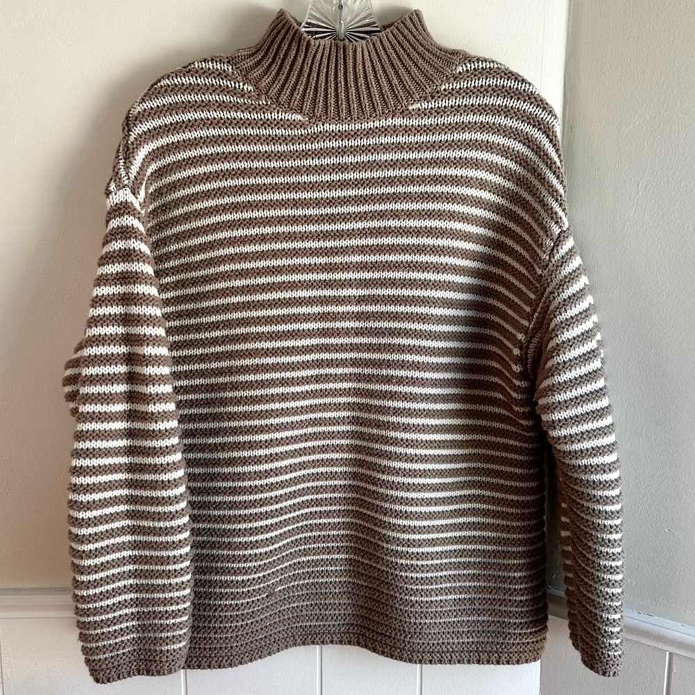 Haven Well Within Ottoman Stitch Stripe Pullover Mock Neck Sweater Women’s S